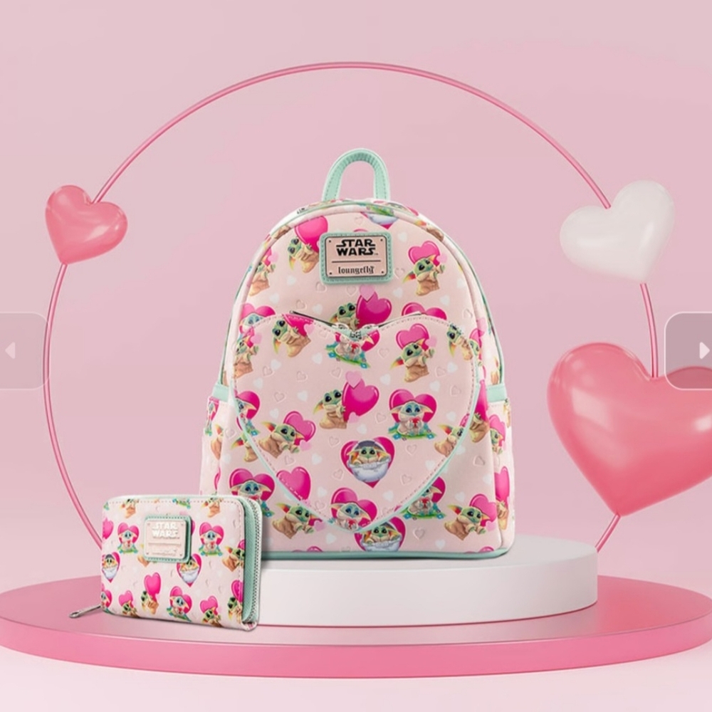 Loungefly: The Mandalorian - Grogu Valentines Backpack and Wallet